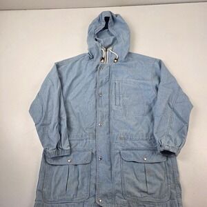 VTG 80s Calvin Klein Mens Hooded Chore Barn Jacket Distressed sz M Talon Zipper